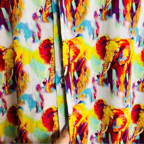 Kalmin Ross mens elephant print button down shirt - Picture 3 of 7